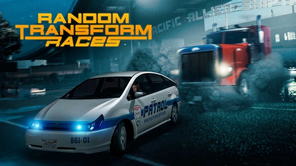 Póster oficial de las nuevas Random Transform Races de GTA Online.