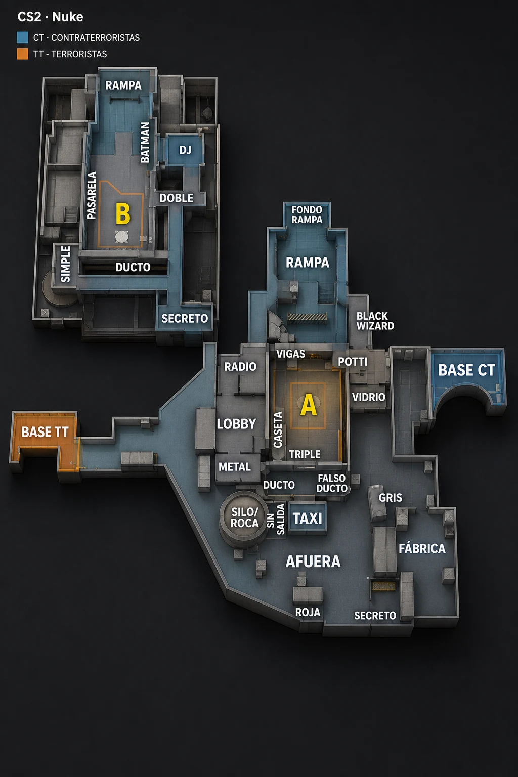 Mapa táctico de Nuke con callouts en español