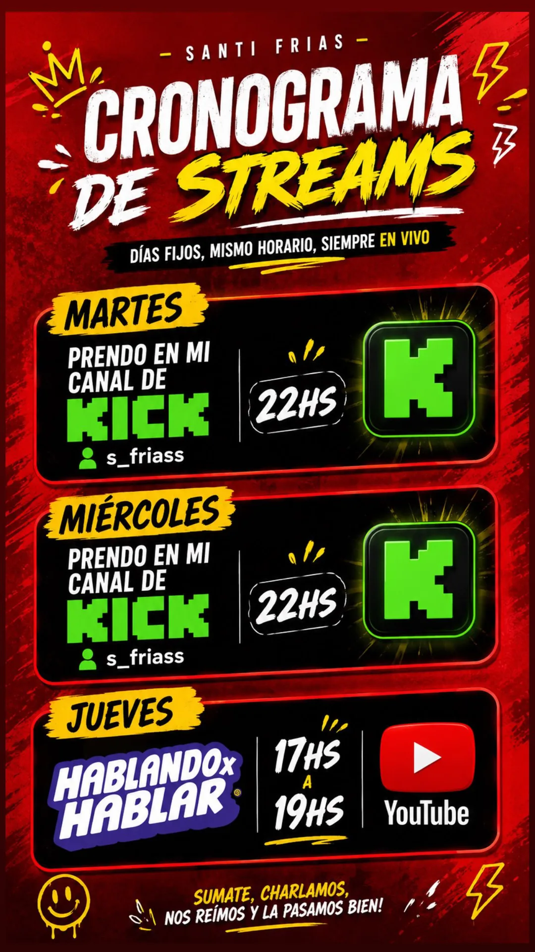 Horarios de stream de s_friass