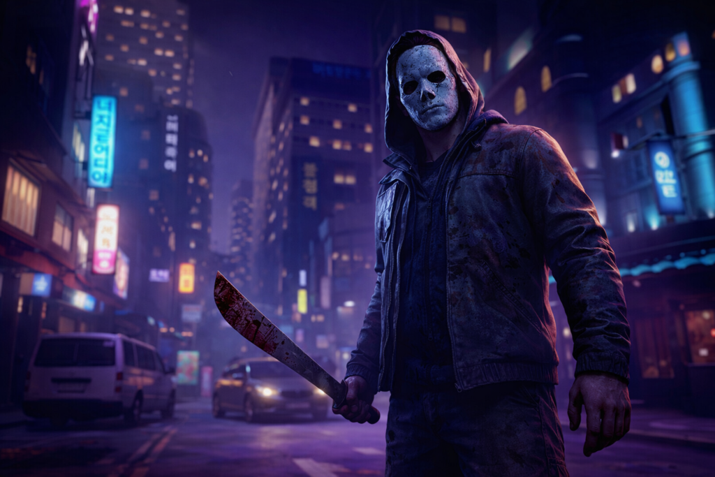 Ilustración editorial de Dead by Daylight, generada con IA para LSKS TEAM.