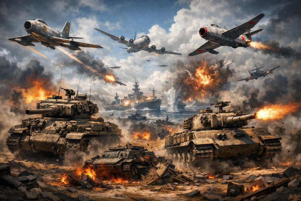 Ilustración editorial de War Thunder, generada con IA para LSKS TEAM.